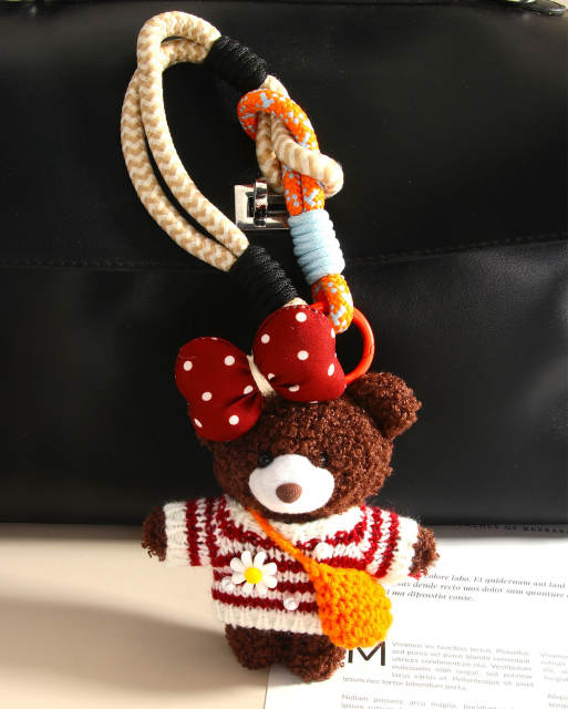 Korean Cute Dopamine Sweater Plush Doll Keychain Lanyard Couple Cartoon Bag charm