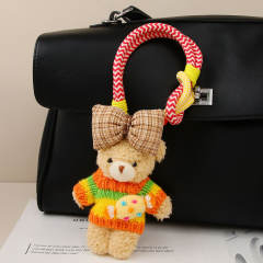 Cute plush puppy bow pendant accessory rope bag charm keychain