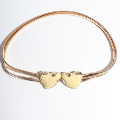 Double Spring Waist Chain White Love Double Buckle Women's Metal Thin Belt