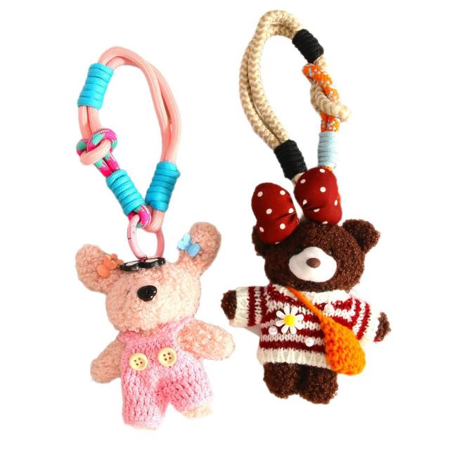 Korean Cute Dopamine Sweater Plush Doll Keychain Lanyard Couple Cartoon Bag charm