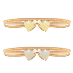 Double Spring Waist Chain White Love Double Buckle Women's Metal Thin Belt