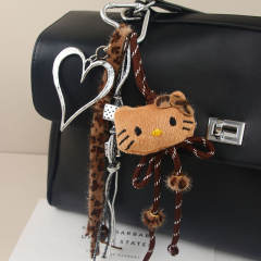 Cute plush puppy bow pendant accessory rope bag charm keychain