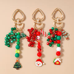 Christmas bead charm keychain