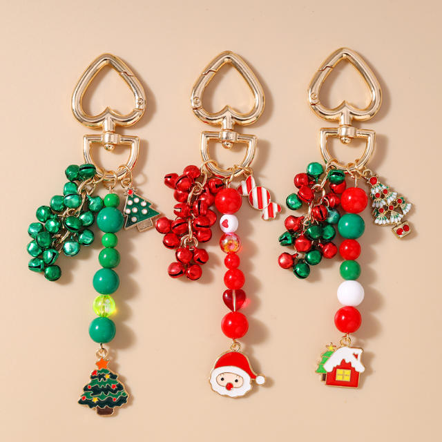 Christmas bead charm keychain
