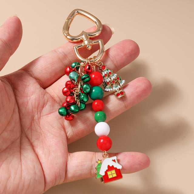 Christmas bead charm keychain