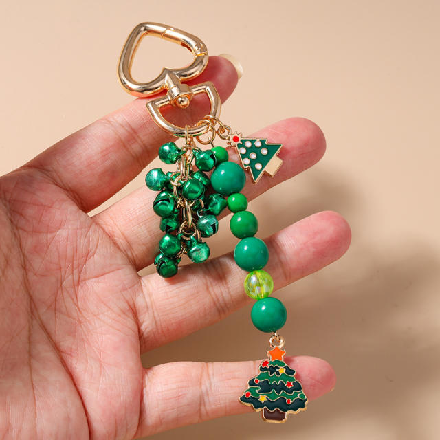 Christmas bead charm keychain