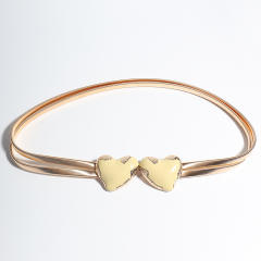 Double Spring Waist Chain White Love Double Buckle Women's Metal Thin Belt