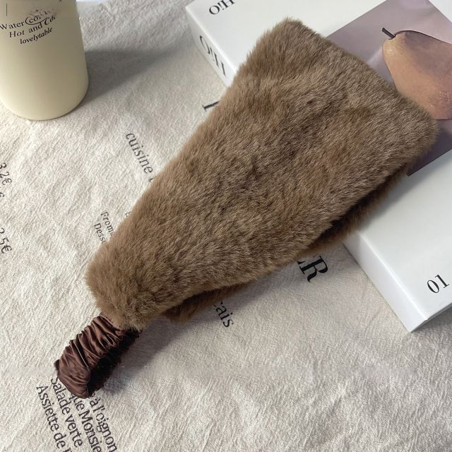 Autumn winter faux rabbit fur wide-brimmed windproof warm elastic headband