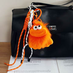 Cute plush puppy bow pendant accessory rope bag charm keychain