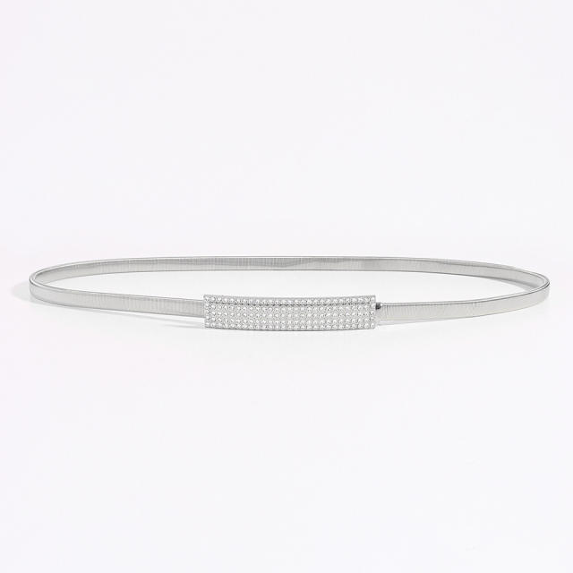 Spring Waist Chain New Metal Elastic Belt Geometric Rhinestone Leaf Fine dress decoration
