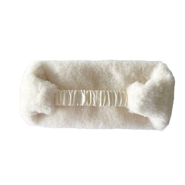 Autumn winter faux rabbit fur wide-brimmed windproof warm elastic headband