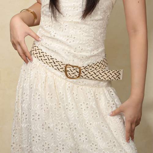 Boho handmade straw belt dress decoration
