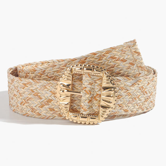 Boho handmade straw belt dress decoration