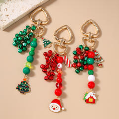 Christmas bead charm keychain