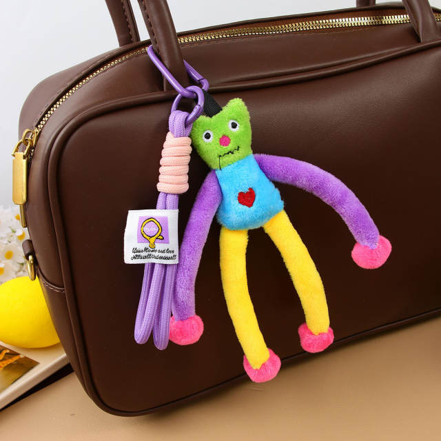 Cute plush puppy bow pendant accessory rope bag charm keychain