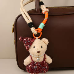 Korean Cute Dopamine Sweater Plush Doll Keychain Lanyard Couple Cartoon Bag charm