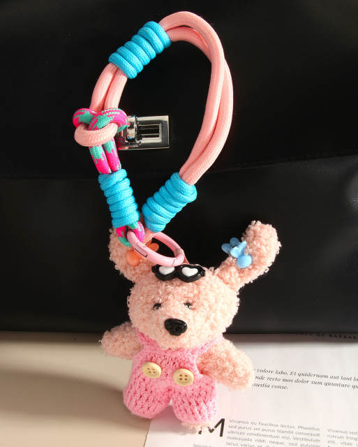 Korean Cute Dopamine Sweater Plush Doll Keychain Lanyard Couple Cartoon Bag charm