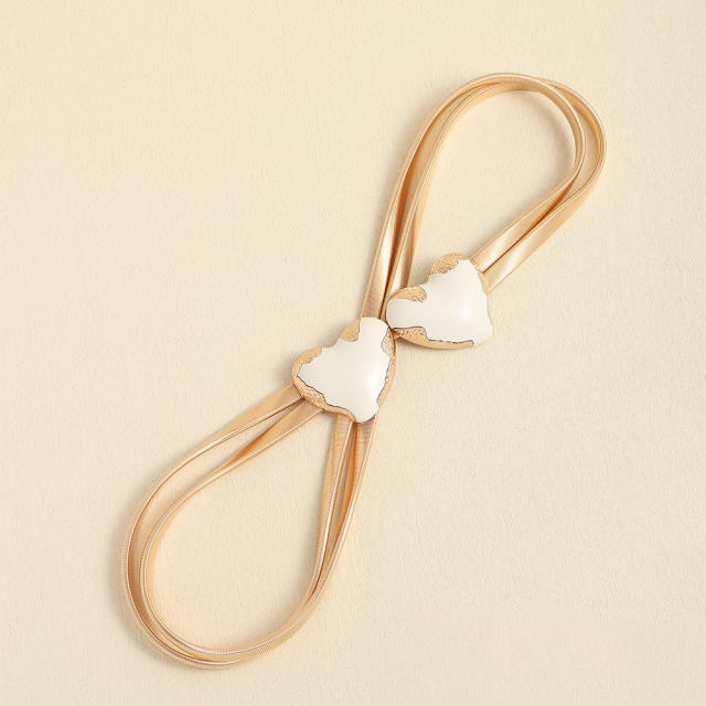 Double Spring Waist Chain White Love Double Buckle Women's Metal Thin Belt