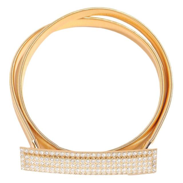 Spring Waist Chain New Metal Elastic Belt Geometric Rhinestone Leaf Fine dress decoration