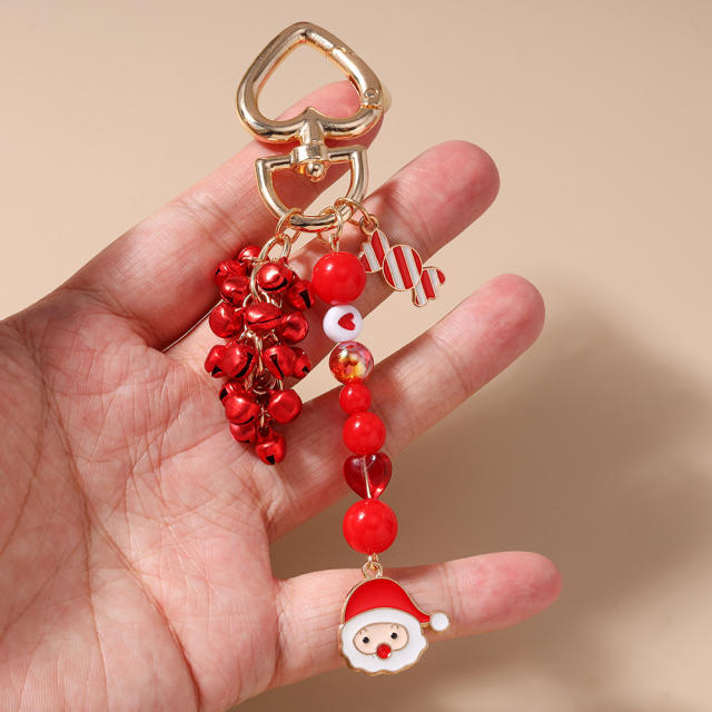 Christmas bead charm keychain