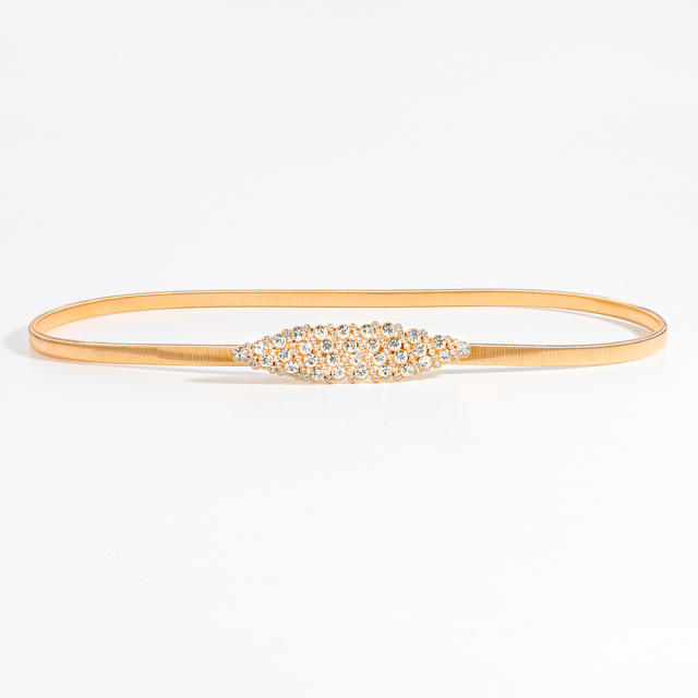 Spring waist chain love rhinestone bow belt elastic all-match decoration dress gold silver Four Seasons