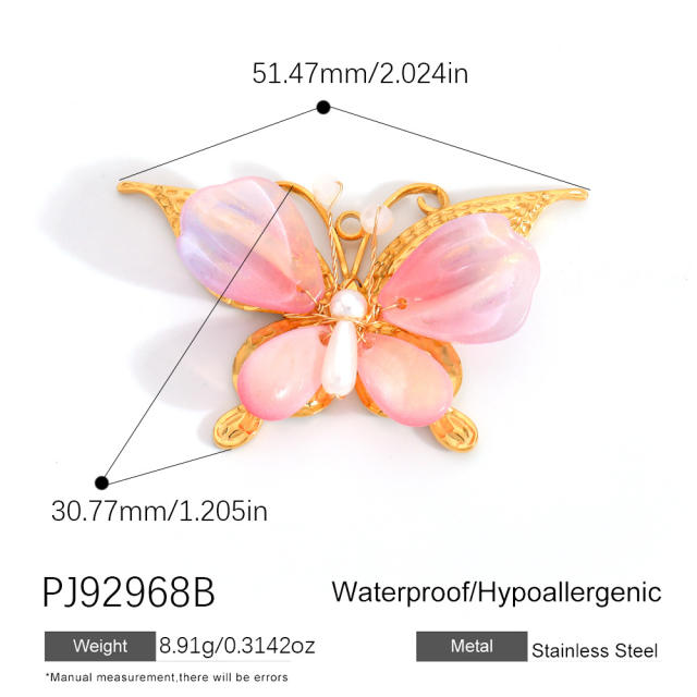 Color enamel heart butterfly stainless steel charm diy jewelry accessory