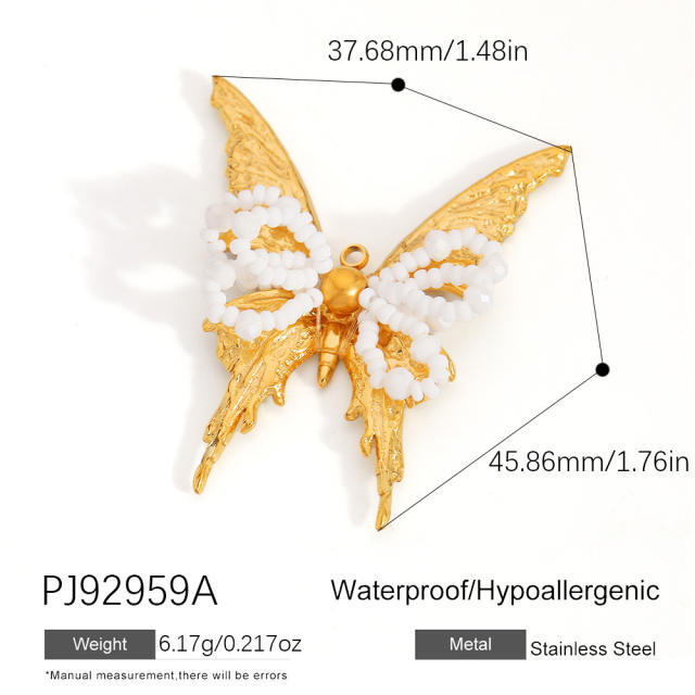 Color enamel heart butterfly stainless steel charm diy jewelry accessory