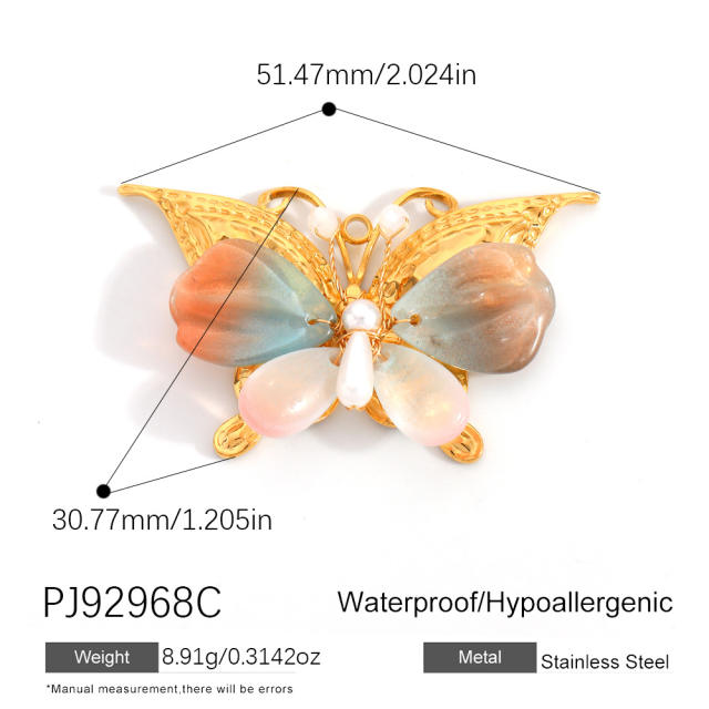 Color enamel heart butterfly stainless steel charm diy jewelry accessory