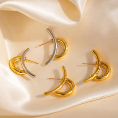 Gold silver mix color stainless steel earrings collection