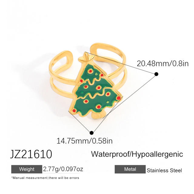 18KG color enemale stianless steel christmas rings