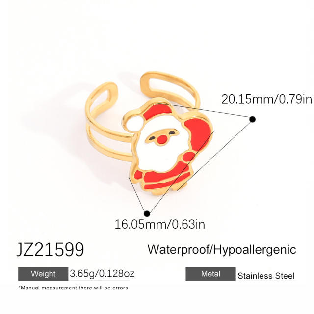 18KG color enemale stianless steel christmas rings