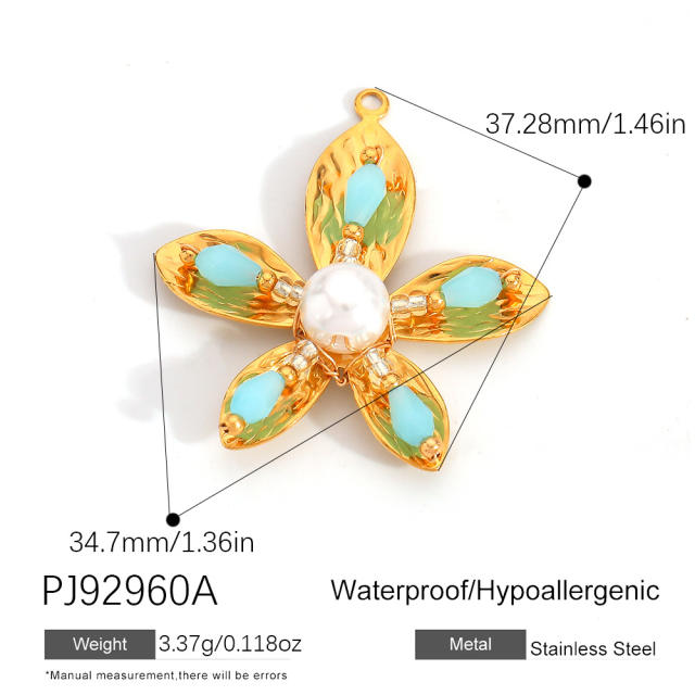 Color enamel heart butterfly stainless steel charm diy jewelry accessory