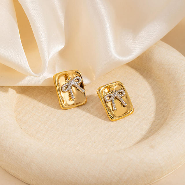 Gold silver mix color stainless steel earrings collection