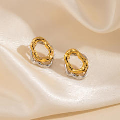 Gold silver mix color stainless steel earrings collection