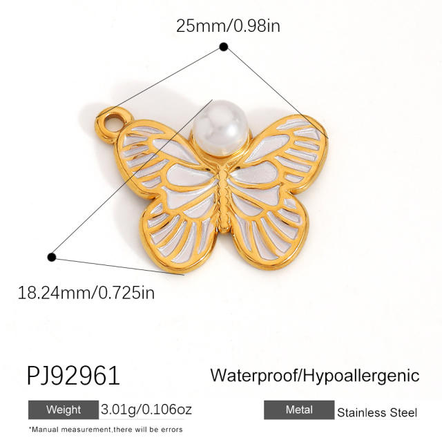 Color enamel heart butterfly stainless steel charm diy jewelry accessory