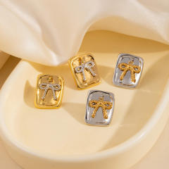 Gold silver mix color stainless steel earrings collection