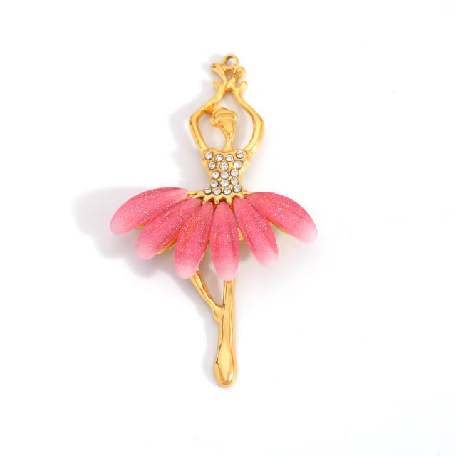 Color enamel heart butterfly stainless steel charm diy jewelry accessory