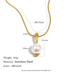 18KG easy match pearl stainless steel necklace earrings set