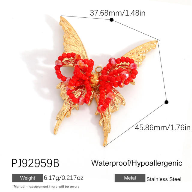 Color enamel heart butterfly stainless steel charm diy jewelry accessory