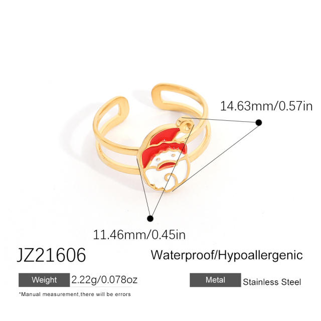 18KG color enemale stianless steel christmas rings