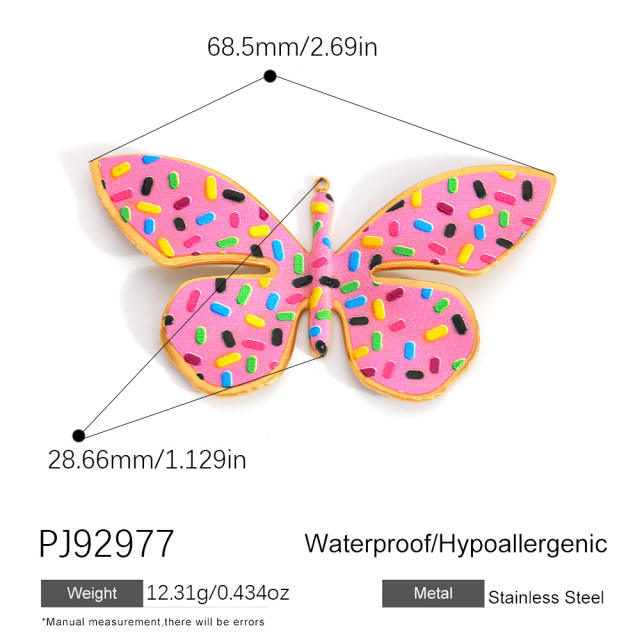 Color enamel heart butterfly stainless steel charm diy jewelry accessory