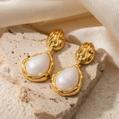 18KG vintage drop acrylic stainless steel earrings
