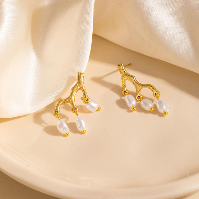Gold silver mix color stainless steel earrings collection