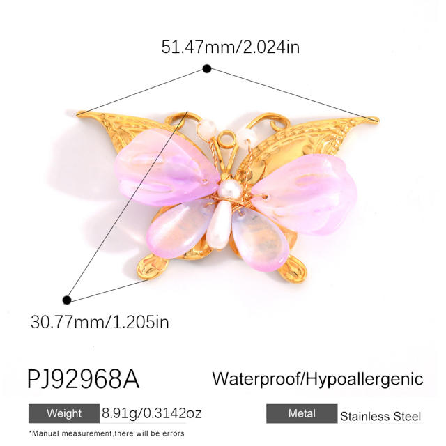 Color enamel heart butterfly stainless steel charm diy jewelry accessory