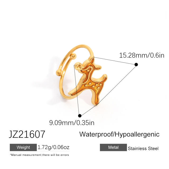 18KG color enemale stianless steel christmas rings
