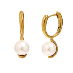 18KG easy match pearl stainless steel necklace earrings set