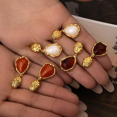 18KG vintage drop acrylic stainless steel earrings