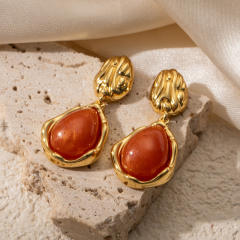 18KG vintage drop acrylic stainless steel earrings