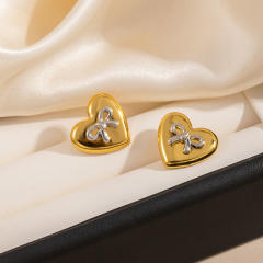 Gold silver mix color stainless steel earrings collection