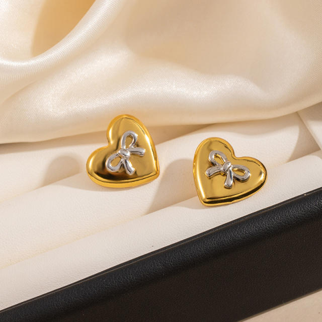 Gold silver mix color stainless steel earrings collection